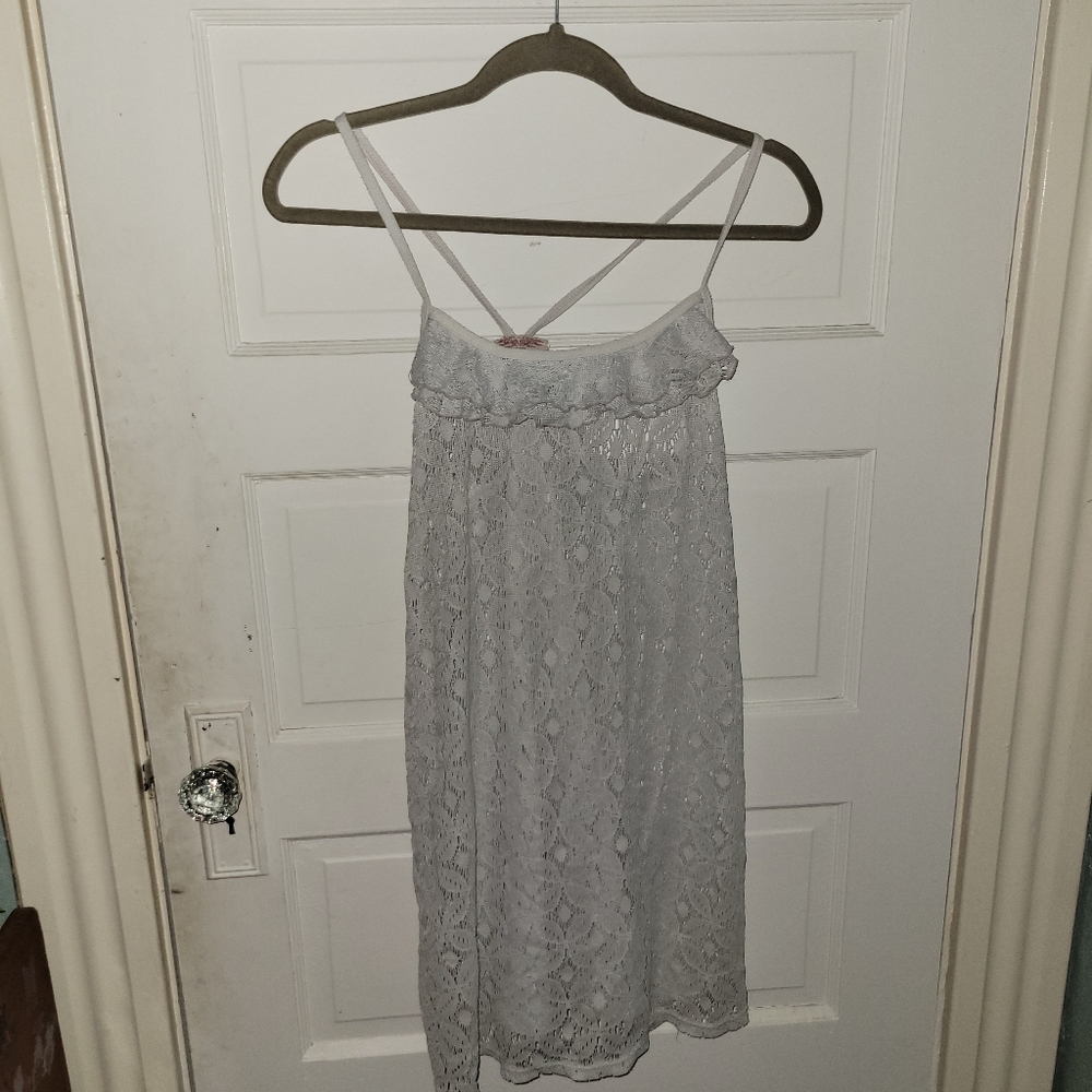 White lace bathing suit cover